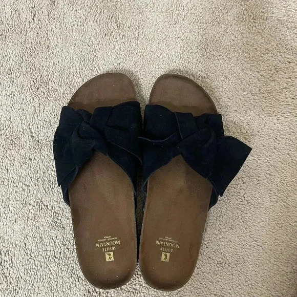 Women’s White Mountain Henley Comfort Flat Slip-on Sandals, Black Suede Size 11 - Picture 2 of 9